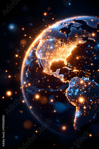 Connected World Global Communication Network Digital Planet Earth