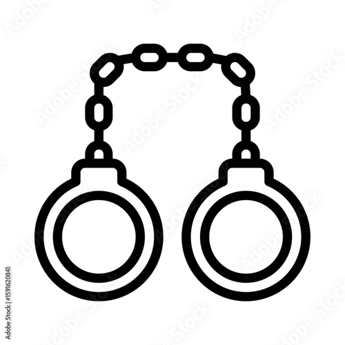 handcuffs outline icon. arrest black line illustration.