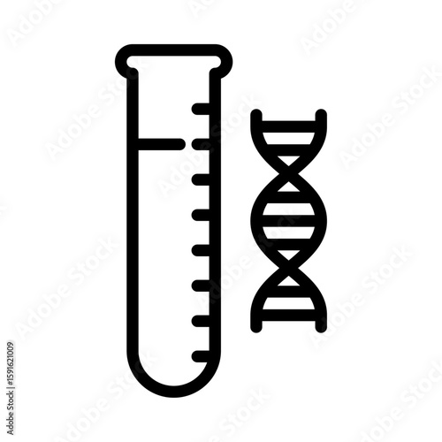 DNA test outline icon. DNA sample black line illustration.