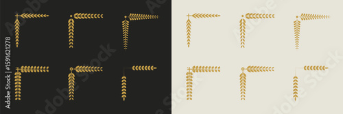 Elegant, classical and vintage laurel wreath border pack, featuring a variety of botanical corner decorations. decorative design ornament for invitation card, certificate, wedding, diploma, award etc