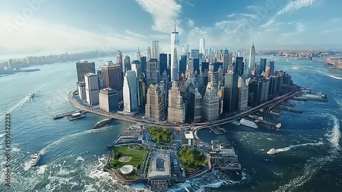 Aerial view of New York City skyline