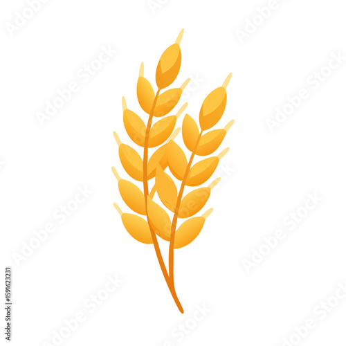 Colored vector icon of a golden ear of wheat, symbolizing harvest, agriculture, and natural growth. Isolated on a transparent background