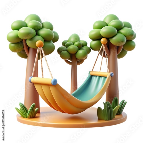 3D Hammock Between Trees – Relaxing Outdoor Scene Render