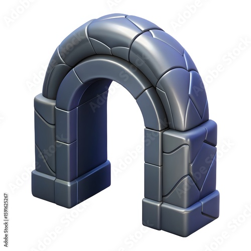 Top View of 3D Glossy Stone Arch – Abstract Architectural Element