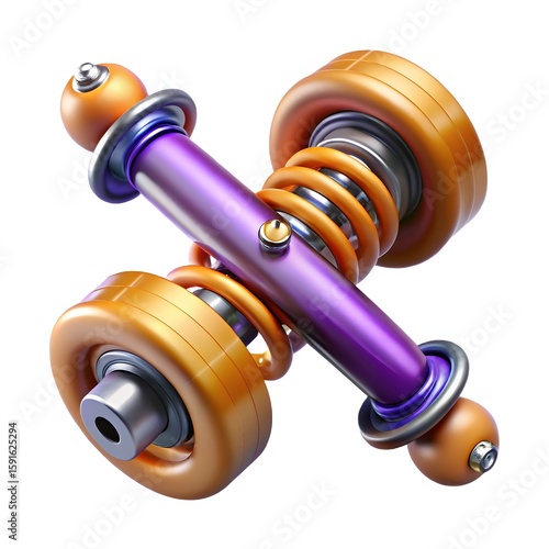 Top View of 3D Glossy Suspension System – Realistic Auto Part Render