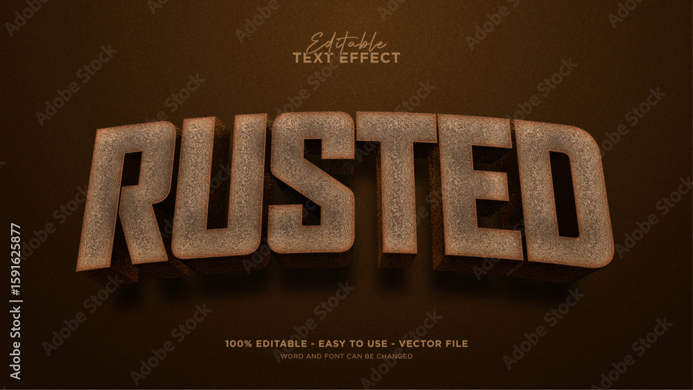 Editable rust 3d text effect, iron text effect template