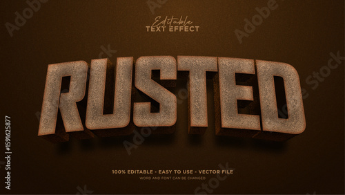 Editable rust 3d text effect, iron text effect template