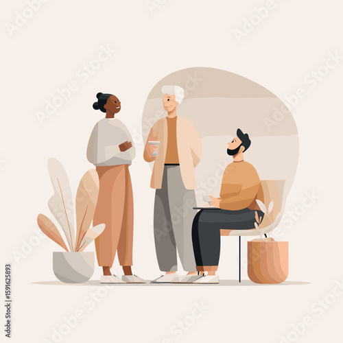 Office environment with a light breakfast break for relaxed work atmosphere