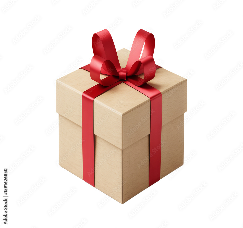 Fototapeta premium red gift box with ribbon isolated on a transparent background.