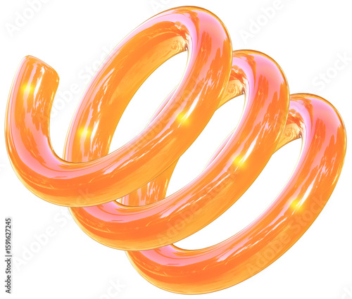 Orange spiral 3D gummy candy abstract shape