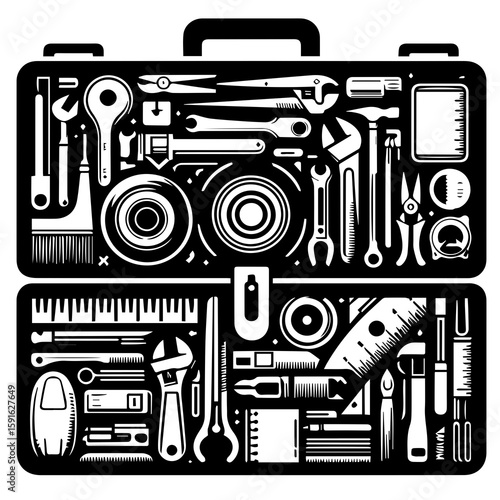 An open toolbox filled with a variety of essential tools, neatly organized for efficient work