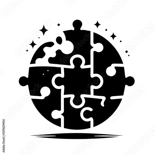 A circular jigsaw puzzle with several pieces missing, symbolizing a challenge or incomplete idea