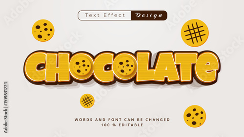 3D Typography Background with Cute Sweet Cookie Dessert Vector Design