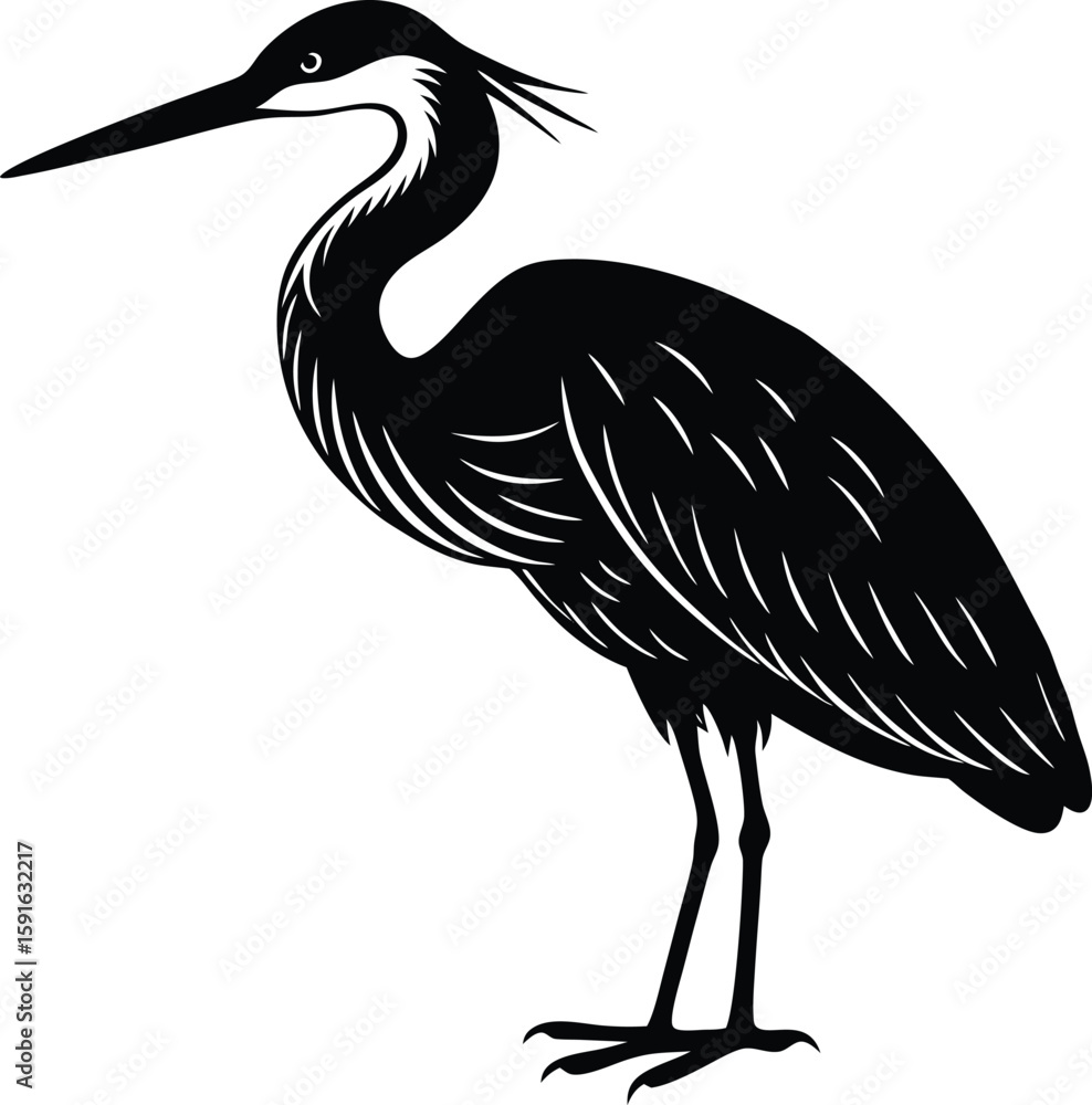 Obraz premium Minimalist Egret Bird Icon Vector.
