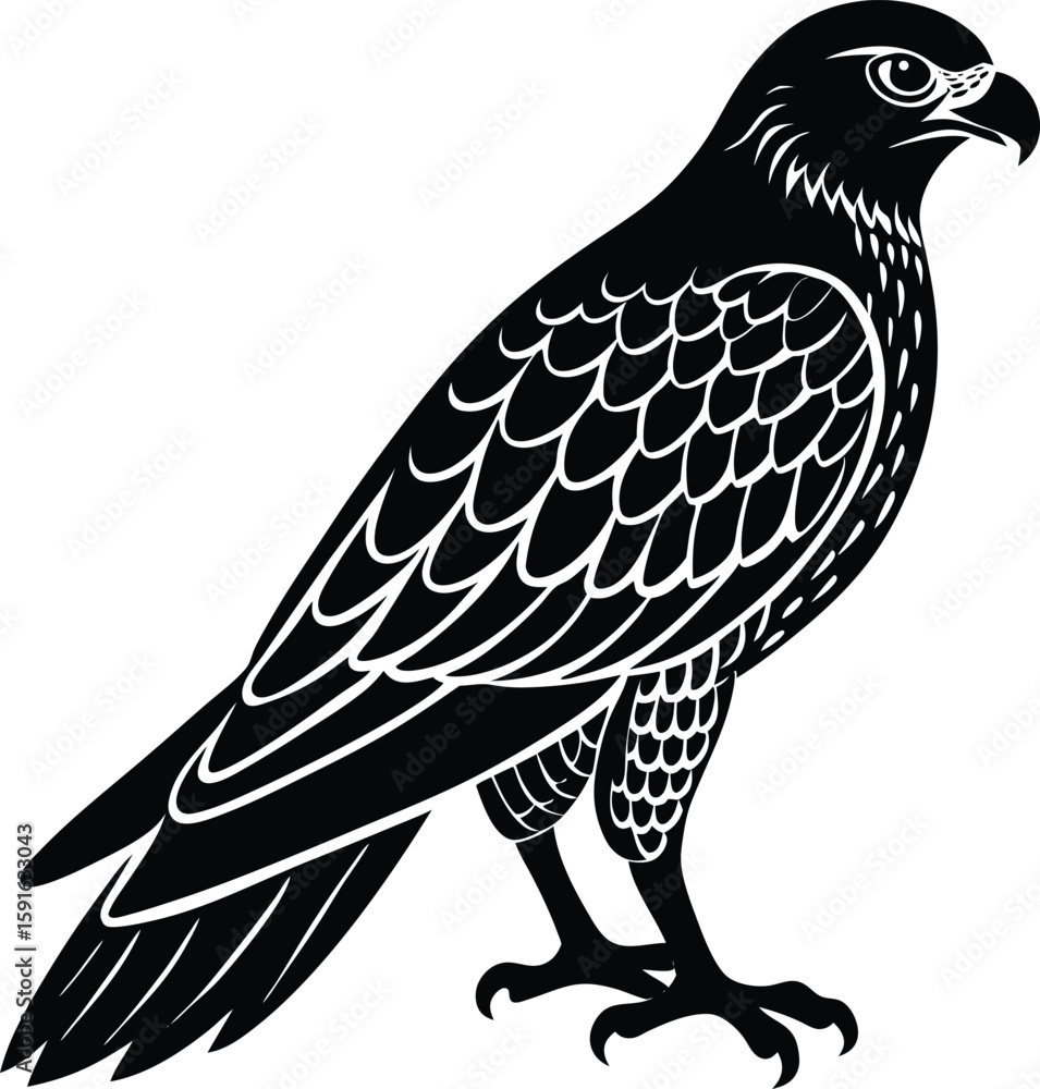 Obraz premium Minimalist Harrier Bird Flying Silhouette.