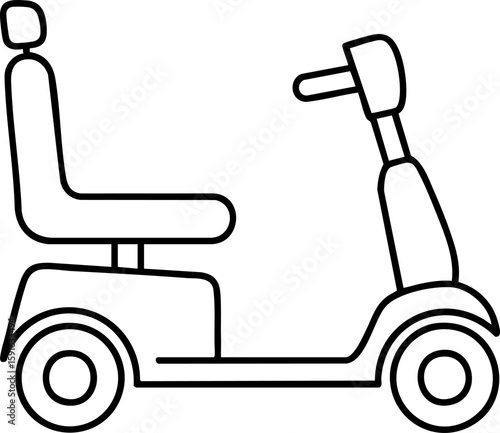 Mobility scooter line icon. A symbol of accessibility and independence for people with disabilities or limited mobility. Personal transport vehicle