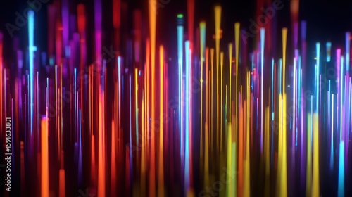 Vibrant vertical lines of neon light
