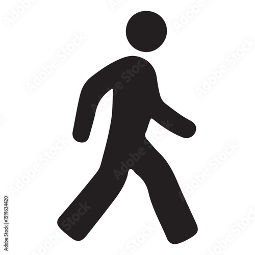 Walking Silhouette A simple vector image of a person walking, perfect for wayfinding or representing pedestrian activity. 