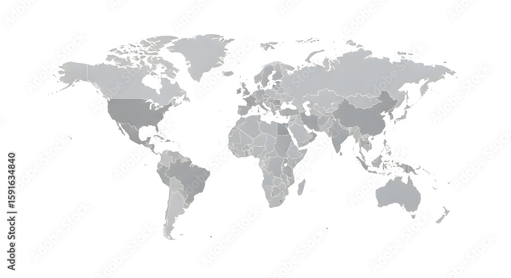 Naklejka premium Detailed World Map Illustration with Geographical Regions for Travel and Educational Purposes