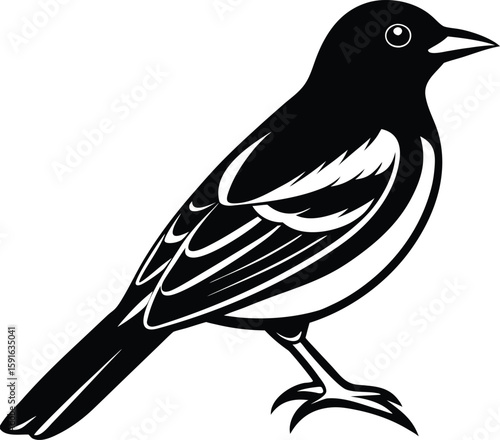 Minimalist Oriole Bird Silhouette Design.