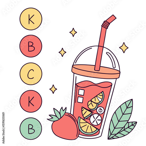 Healthy fruit smoothie with vitamins k, b, and c vector