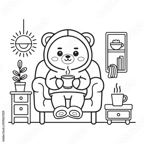 Cute kawaii Cozy Bear Bold & Easy Coloring pages, cute Cozy Bear coloring book, Cozy Bear coloring, cute Cozy Bear idea for kids, cute Cozy Bear art