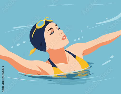 Swimmer girl in start position