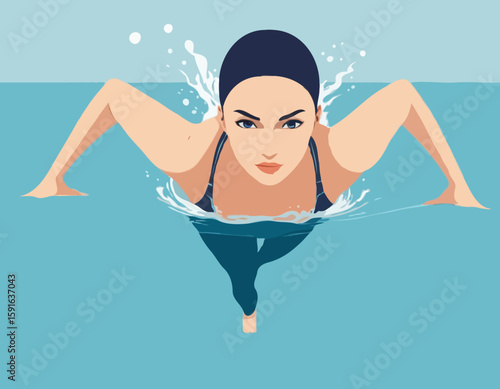 Swimmer girl in start position