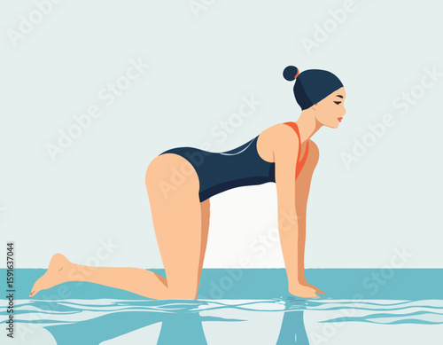 Swimmer girl in start position