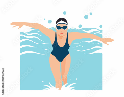 Swimmer girl in start position