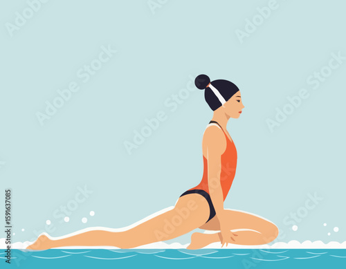 Swimmer girl in start position