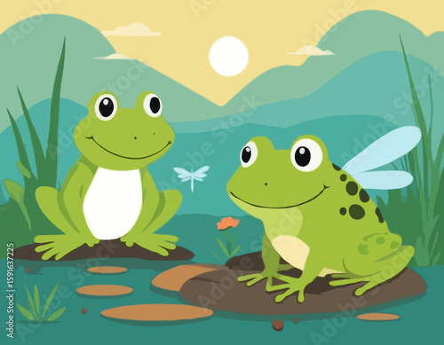 Friendly Frog and Dragonfly Friend