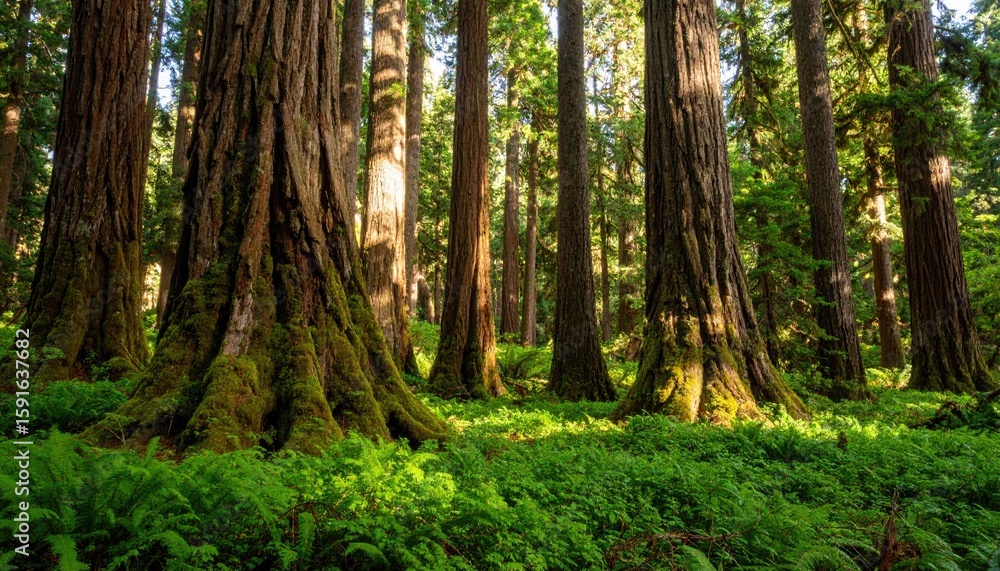 Obraz premium Lush forest floor bathed in sunlight (6)