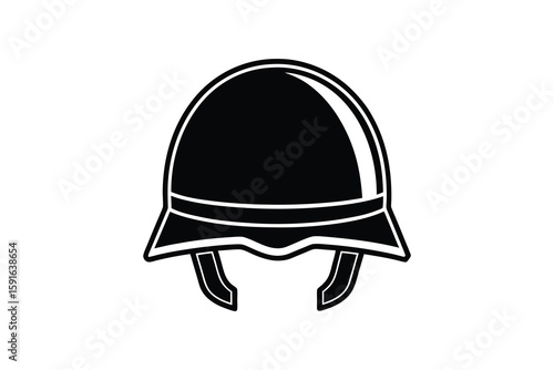 Iconic Pith Helmet Design in Striking Black and White A Classic Headwear Silhouette Depiction for Vintage and Historical Themes silhouette black white pith