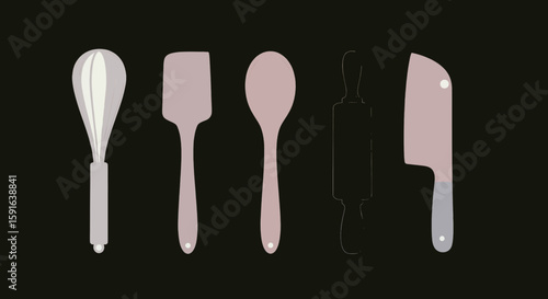 Kitchen Utensils Set Flat Style