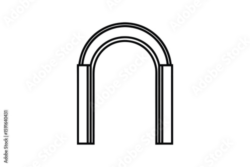 Elegant Archway Design with Double Lines and Rounded Top Isolated on White Background Creating a Minimalist Silhouette simple archway silhouette featuring double lines