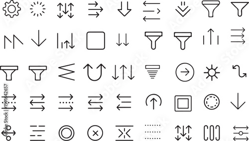 Sorting and Filtering Line Icon Set – Editable Stroke Outline Icons for Data, UI, and Digital Management


