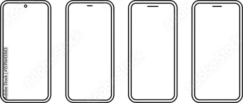 Mobile phones mockups showcase different notch styles for app developers and user interface designers to utilize