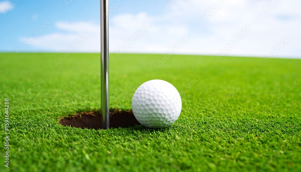 Obraz premium Golf ball near hole