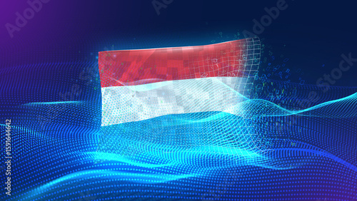 luxembourg A futuristic digital background merging with a national flag symbol, representing the concept of technology, innovation, and digital transformation while preserving cultural identity.