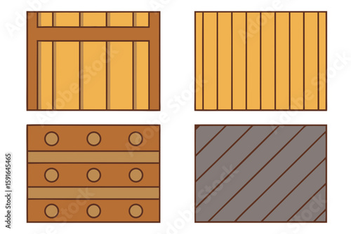 Texture samples with wooden drawer icons