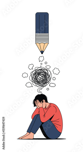 Creative block and mental health struggle of a young person dealing with psychological distress