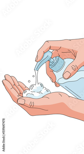 Applying gentle foaming cleanser to hands for effective skin hygiene and refreshment