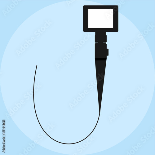 Bronchoscope, a medical tool used in healthcare by doctors to directly observe the airways and lungs. flat art design style
