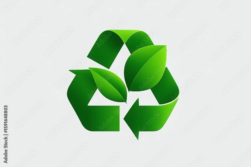Eco-Friendly Recycling Symbol Video with Green Leaves – Sustainability and Environmental Conservation Icon on Light Background Eco-Friendly Recycling Symbol Video with Green Leaves – Sustainability and Environmental Conservation Icon on Light Background