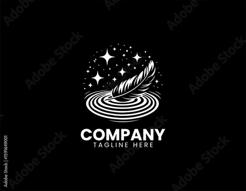 Light Feather Floating Water Surface Serene Dream Comfort Vector Logo Design