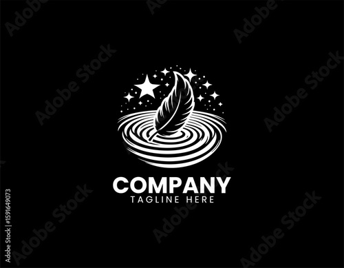 Light Feather Floating Water Surface Serene Dream Comfort Vector Logo Design