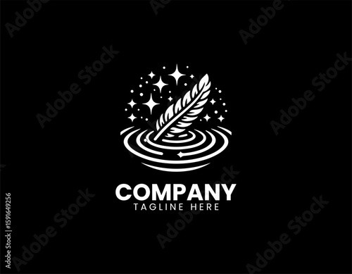Light Feather Floating Water Surface Serene Dream Comfort Vector Logo Design
