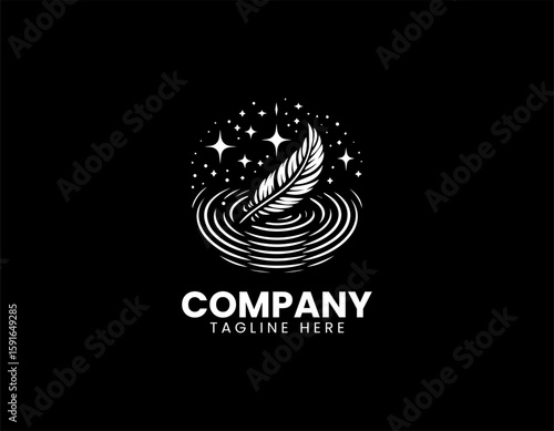 Light Feather Floating Water Surface Serene Dream Comfort Vector Logo Design