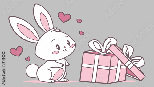 Illustrator of a cute cartoonist rabbit character